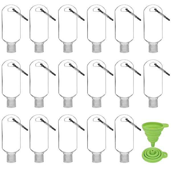 Abodhu 30Pcs Empty Hand Sanitizer Travel Bottles with Keychain 2.03oz/60ml Portable Clear Leakproof Portable Refillable Plastic Squeeze Containers for Hand Sanitizer