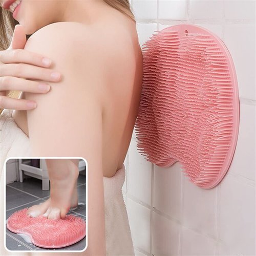 Exfoliating Shower Massage Scraper Bathroom Non-Slip Bath Mat Back Massage Brush Silicone Foot Wash Body Cleaning Bathing Tool (Color : Blue)