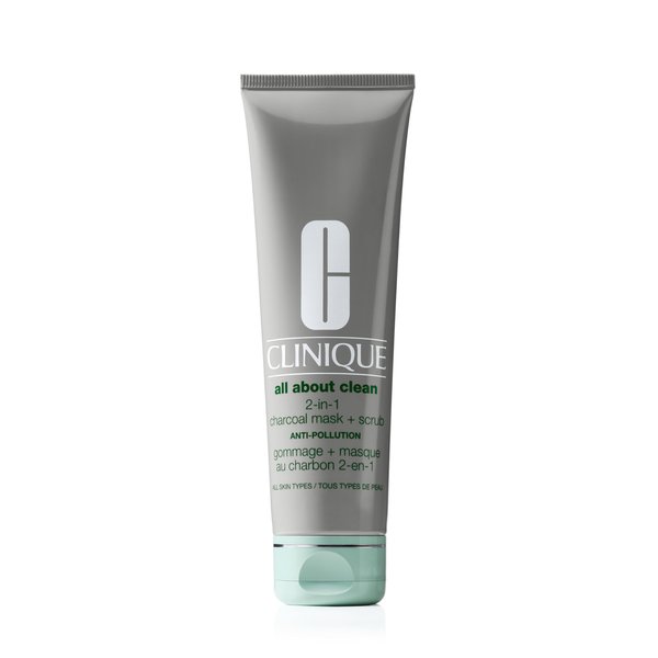 Clinique All About Clean 2-in-1 Charcoal Mask + Clay-Based Scrub, Cleansing Face Mask + Exfoliating Face Scrub For All Skin Types, 3.4 fl. oz.