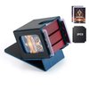 MTG Deck Box, Double Display Window Deck Box MTG, Commander Deck Box Fits 120+ Single Sleeved Cards, PU Leather Magnetic Closure Card Deck Box with 2 Dividers&2 Toploaders for TCG, CCG, Black/Blue
