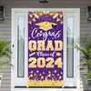 2024 Graduation Party Decorations - Purple Gold Congrats Grad Class of 2024 Banner 2024 Graduation Party Supplies Front Door Cover Porch Sign Backdrop Wall Decor