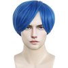 IEBIYO Mens Blue Wig Joy Short Blue Cosplay Wig Boys Blue Anime Wig Heat Resistant Halloween Party Costume Wig (Blue)