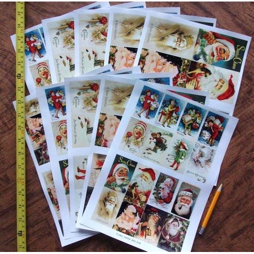Decoupage Paper Pack (10sheets A4 / 8"x12") Vintage Christmas Santa Kids with Gifts FLONZ Vintage Ephemera