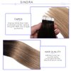 Sindra Hair Extensions Tape in Real Human Hair 22Inch Balayage Dark Brown to Chestnut Brown and Dirty Blonde Tape in Hair Extensions Human Hair Remy Hair 20Pieces 50Gram(tape#2/6/18 22inch)