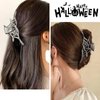 Halloween Hair Clips Silver & Black Hair Claw Clips Halloween Spider Web Shape Hair Barrette Metal Hair Jaw Clips Strong Hold Hair Accessories for Women 2PCS