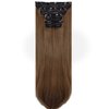 LELINTA 18" Straight Long 4 PCS Set Thick Clip in on Synthetic Hair Extensions Hairpieces for Women Light Chestnut Brown