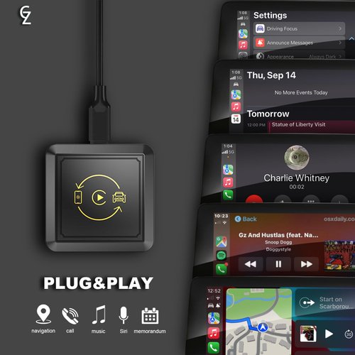 2024New 2-in-1 Carplay & Android Auto Wireless Adapter Convert Factory Wired To Wireless Connection,Stable Fast Auto-Link And Easy Use,Plug & Play,Fit For Mobile Phone Android 10.0+ & ios 10.0+,Black