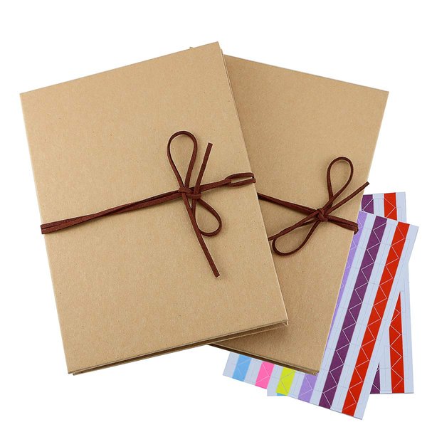 Twdrer 2 Pack Hardcover Photo Albums DIY Scrapbook Albums,Stretchable Folding Kraft Paper Photos Collection for Wedding Anniversary Valentines Day Student Graduation Gift(6" x 8")