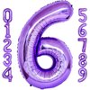 Purple Number 6 Balloons, 40 Inch Giant Number Balloons Foil Mylar Helium Purple Number 6 Balloons for 6th Birthday Party Supplies Anniversary Event Celebration Decorations