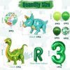 18pcs Dinosaur Theme Birthday Party Decorations, Giant 3D Standing Dinosaur Balloon, Number 3 Boy Birthday Party Supplies, Dinosaur 3rd Green Latex Mylar Foil Balloon Baby Shower Supplies (Number 3)