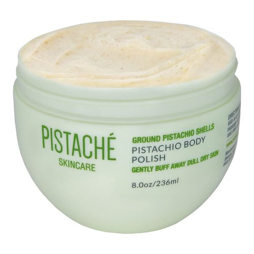Pistaché Skincare Pistachio Oil Body Polish with Ground Pistachio Shells + Exfoliating Scrub + Hydrating and Nourishing + Moisturizing and Softening + Vitamin E + Antioxidant Protection, 8 oz