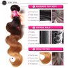 Sunber 12A Grade Ombre Bundles Body Wave 3 Bundles Brazilian Virgin Human Hair Bundles Ombre Human Hair Extensions 3 Tone Mixed 1B/4/27 Color (18 20 22）Ombre Body Wave Bundles Mixed Color