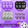 RUMIA Purple Birthday Balloons 24Pcs Purple Black Silver Happy Birthday Latex Balloons Confetti Balloons with Ribbons Set for Girls Women Men Birthday Anniversary Party Decorations Supplies 12 inches