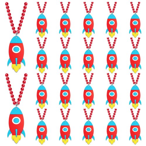 KeeStar 24 Pack Rocket Necklace Party Favors for Baby Shower, Birthday Party Goodie Bag Fillers, School Carnival Rewards, Photography Props, Home Decorations, Classroom Prize