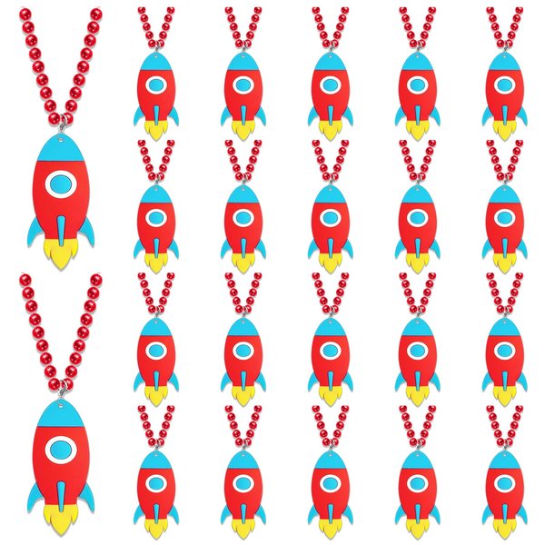 KeeStar 24 Pack Rocket Necklace Party Favors for Baby Shower, Birthday Party Goodie Bag Fillers, School Carnival Rewards, Photography Props, Home Decorations, Classroom Prize