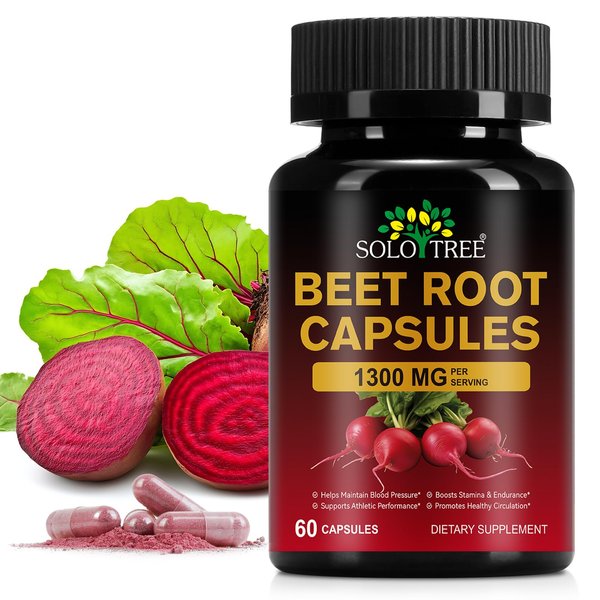 Beet Root Capsules for Natural Energy & Endurance Support,1300mg Beetroot Powder,Beet Supplement to Support Circulation and Blood Flow- 60 Capsules,30-Day Supply
