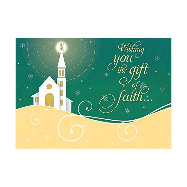 Designer Greetings Shining Star: Gift of Faith Box of 18 Religious Christmas Cards