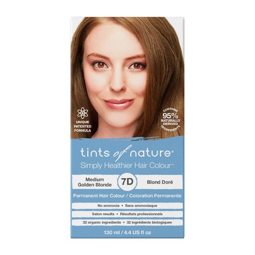 Tints of Nature 7D Medium Golden Blonde Permanent Hair Dye, Nourishes Hair and Covers Greys, Ammonia-Free, 130ml