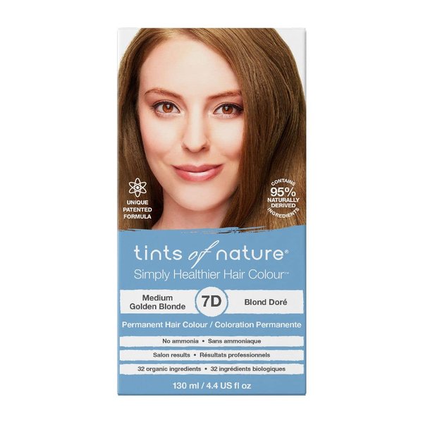 Tints of Nature 7D Medium Golden Blonde Permanent Hair Dye, Nourishes Hair and Covers Greys, Ammonia-Free, 130ml