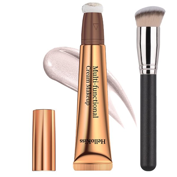Contour Beauty Wand,Liquid Face Concealer Contouring Highlighter Blusher Stick with Cushion Applicator, Blush Contour Bronzer Wand, Natural Lightweight Blendable Face Shades Stick (05 Pearl White)