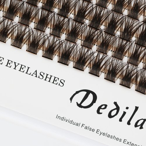 Dedila Brown Cluster DIY Eyelashes Extensions 120pcs Individual Wide Stem False Lashes Makeup False Eyelashes Tools (14mm)