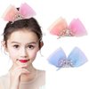Bartosi Bow Hair Clips Pink Bow Hair Barrettes Blue Hair Bows Clip Princess Mini Birthday Crown Hair Styling Accessories for Girls and Kids (Pack of 2)