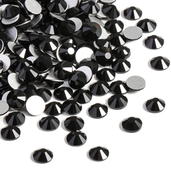 Beadsland 2880pcs Flat Back Crystal Rhinestones Round Gems for Nail Art and Craft Glue Fix,Black,SS10,2.7-2.9mm