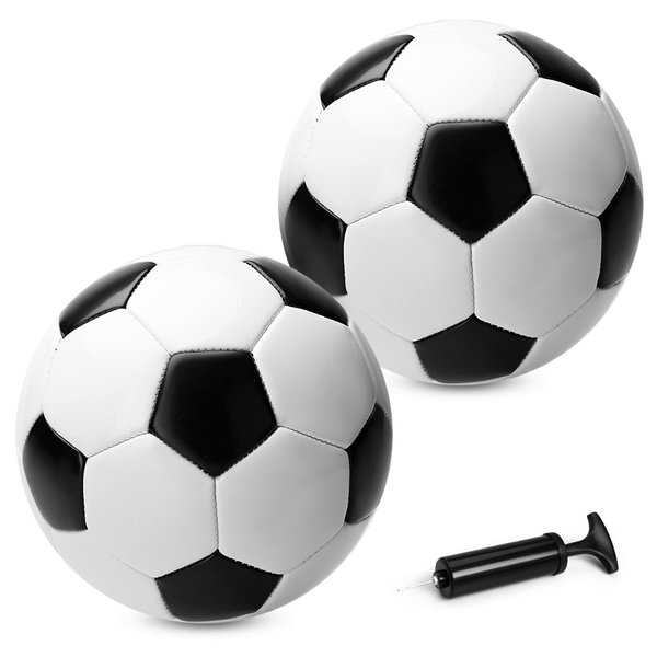 ZOOJOY 2 Pack Soccer Ball Size 3 for Kids, Outside Sport Soccer Ball Set for Boys Girls, Classic Design with Pump, Play Ball Toys & Gifts for Toddlers 2 3 4 5 6 7 8