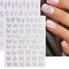 8 Sheets Butterfly Nail Art Stickers 3D Self Adhesive Nail Art Design Heart Laser Nail Sticker Holographic Glitter Butterfly Flame Laser Silver Flowers Nail Decals for Women Girls DIY Manicure Tips
