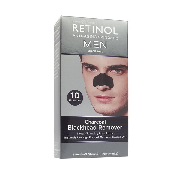 Retinol Men’s Charcoal Blackhead Remover – The Original Anti-Aging Peel-Off Cleansing Pore Strips – Unclogs Pores & Lifts Out Deep-Down Dirt, Oil & Blackheads In Just 10 Minutes