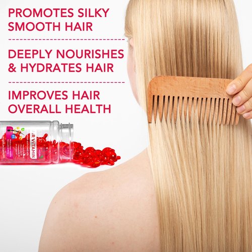 Bieyoc Hair Vitamin Capsules, Hair Serum Capsules with Vitamin A C E B5 for Hair Repair and Moisturizing, Hair Care Vitamins 40 Pcs Hair Oil Capsules