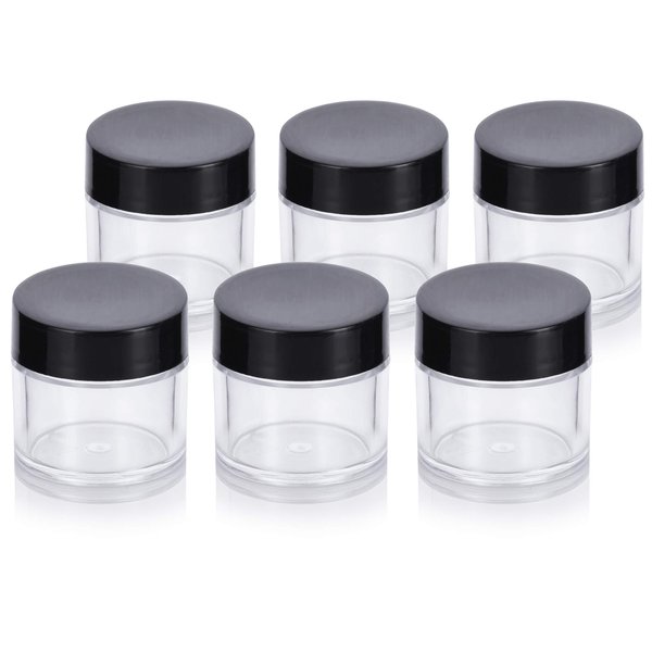 Clear Thick Wall Acrylic Travel Refillable Pot Container Jar - .25 oz (6 pack)