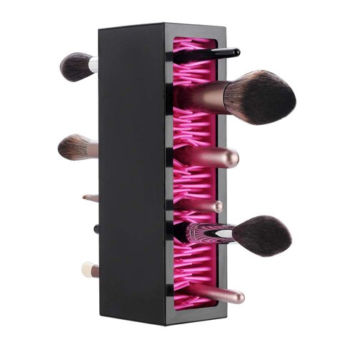 Jamend Clxp Makeup Brushes Holder Organizer, Silicone Vanity Air Drying Rack Display Storage for Brush, Eyeliners and More, Practical Cosmetic Tools Container (Red-Black)