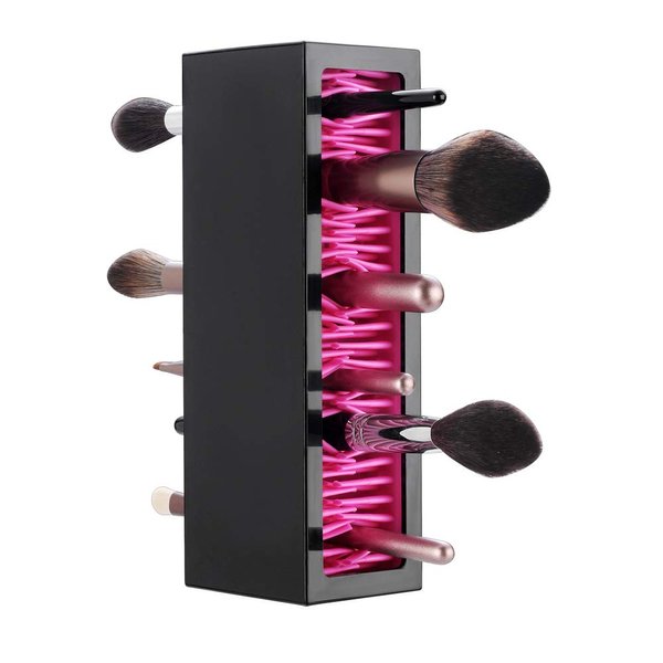 Jamend Clxp Makeup Brushes Holder Organizer, Silicone Vanity Air Drying Rack Display Storage for Brush, Eyeliners and More, Practical Cosmetic Tools Container (Red-Black)