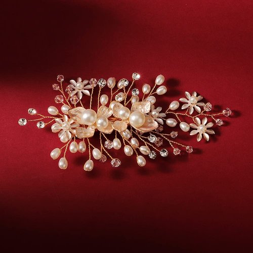 Pearl Headpieces Flower Leaf Hair Clips Gold Bridesmaids Brides Hairpins Headdress Wedding Accessories Bridal Jewelry