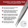 World's Best Tweezers Diamond Tip Splinter Tweezers - Diamond Coated, Professional Precision Needle Nose Pointed Tweezer for Ingrown Hair, Splinter, Ticks, and Glass Removal - Stainless Steel
