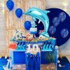 2 Pcs Dolphin Shape Splash Giant Foil Mylar Balloons Birthday Party Decorations Kids Gift