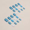 24Pcs Short Square Press on Nails White Blue Fake Nails Blue Sequins Glitter Luxury Design Nail Art Supplies Full Cover Artificial Coffin False Nails for Women Girls DIY Acrylic Manicure Decorations