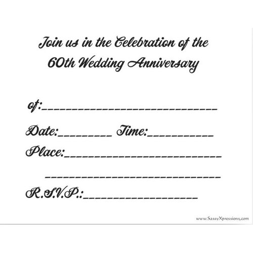 60th Wedding Anniversary Invitations with Champagne Glasses - 50/pk
