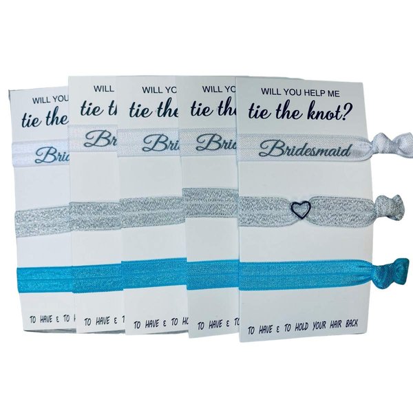 Bridesmaid Hair Ties, Bridesmaid Proposal Gifts- Gift For Bridesmaids, Teal Hair Tie Set