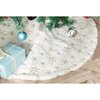 DegGod Plush Christmas Tree Skirts, 36 inches Luxury Snowy White Faux Fur Xmas Tree Base Cover Mat with Gold Snowflakes for Xmas New Year Home Party Decorations (36 inches, Gold)
