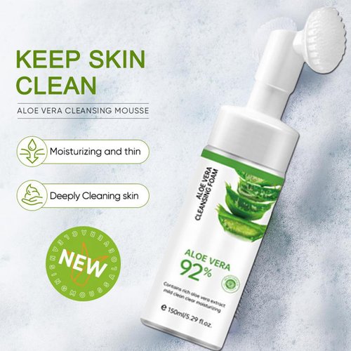 Aloe Vera Face Wash for Dry Sensitive Skin, Foaming Facial Cleanser, Amino Acid Gentle Face Cleanser, Hydrating Foaming Face Wash for Sensitive Skin, Moisturizing Facial Cleansing Washes for Acne Skin