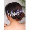 Denifery Bridal Hair Comb Blue Vintage Crystal Rhinestone Vintage Hair Comb Wedding Party Hair Accessories for Women and Girls