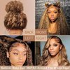 Honey Blonde Highlight 360 Curly Deep Wave Wig Human Hair 24 Inch Ombre 4/27 Colored Lace Front Wig Full 360 HD Transparent Lace Brazilian Human Hair Wigs for Women Free Part Pre Plucked 150 Density