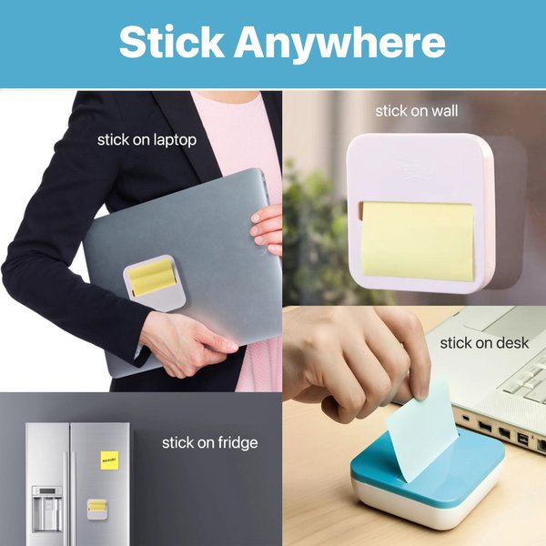 Sticky Note Organizer with 2 Pads - 3x3 Inch Note Holder, Reusable Stick-On Desktop Dispenser for Office/Home (White, Green, Blue, Pink) - Compact & Clutter-Free Design(Pink)