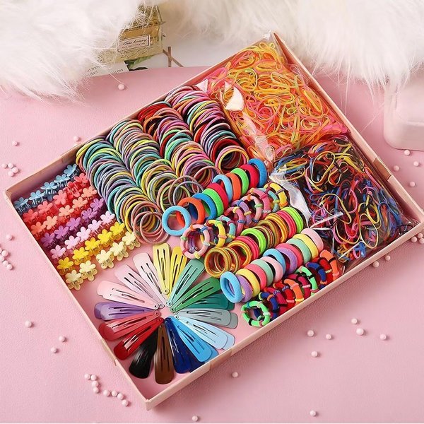 780 PCS Girls' Hair Ties Hair Accessories for Girls Women Kids Toddler Baby Hair Bands Durable Ponytail Holders Multiple Styles and Colors Black Hair Elastics Rubber Hair Styling Accessories