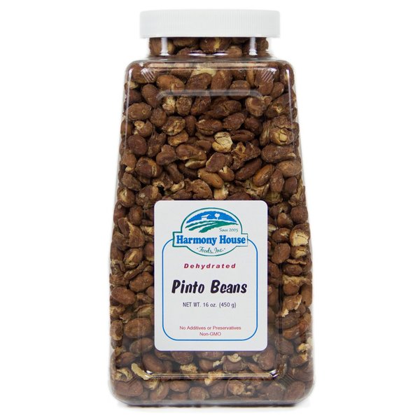 Harmony House Foods TRUE Dehydrated Pinto Beans - Easy Cook (16 oz, Quart Size Jar)