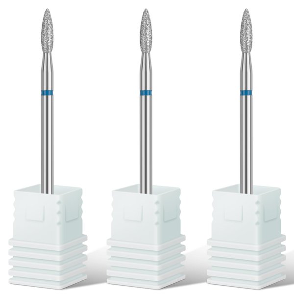 Rolybag Cuticle Nail Drill Bits Flame Shape Cuticle Drill Bit for Nail Diamond Drill Bit 3/32” Professional Safety Cuticle Clean Drill for Electric Remove Cuticle Dead Skin Manicure Tools (Medium)