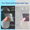 Beetles Gel Nail Kit Easy Nail Extension Set Etch X Nail Tips 504Pcs Short Almond Half Matte Nail Tips 5 in 1 Mutipurpose Glue Gel Base Uv Led Nail Lamp DIY Manicure Art