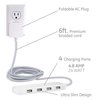 UltraPro GE Wall Charger, 4 Port USB Charger, 6 Ft Cord, Multi USB Charger Station, White, 44139